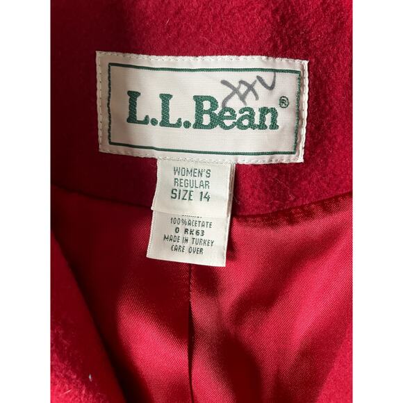 Vintage LL Bean Women's Red Wool Blend Peacoat - Size 14 - Picture 6 of 7